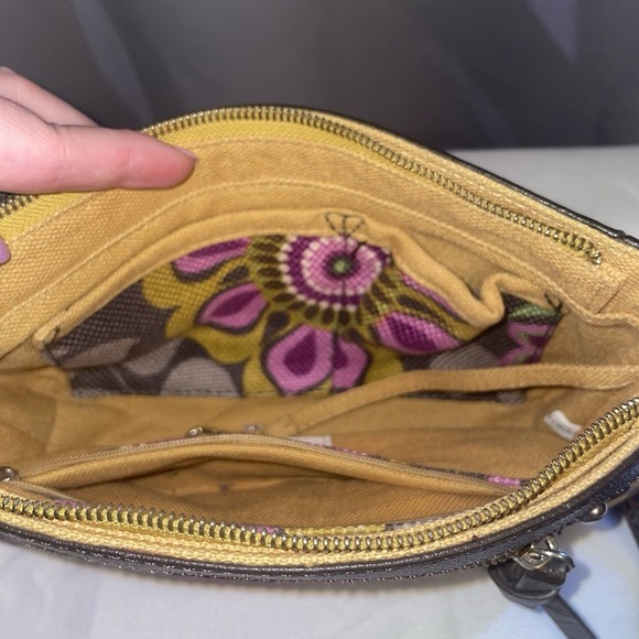 Spartina 449 Purple Canvas Floral Purse Small Shoulder Crossbody Bag - Picture 10 of 15